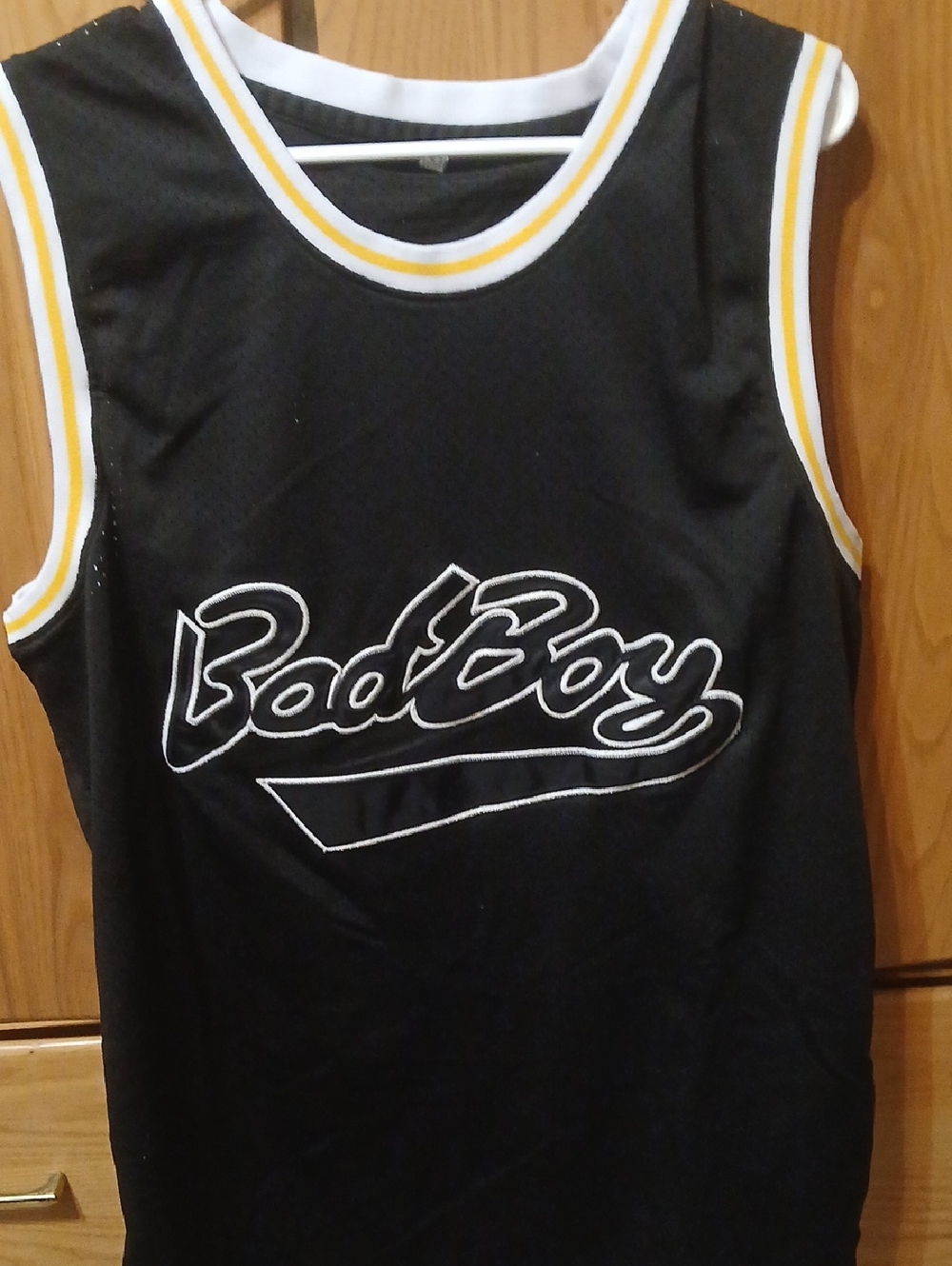Men’s Black Badboy Biggie Smalls Sleeveless Jersey with Yellow Trim